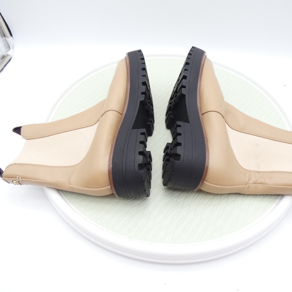 Sam Edelman Laguna Beige Leather Lug Sole Chelsea Boots Womens 6.5M Platform - Picture 5 of 9